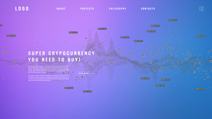 Poster - Landing page abstract design with big data. Template for website or app.