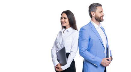 collaborating on a new business project. businesspeople isolated on white. businesspeople together while having a meeting in the office. businesspeople working on business project. copy space