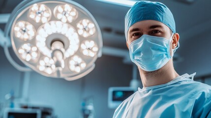 Aufkleber - A man in a blue surgical mask stands in front of a bright light