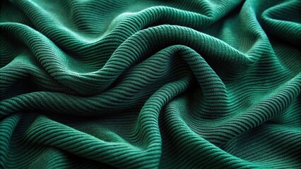 Poster - Close-up dark green woolen fall wallpaper with tactile ripple and fold