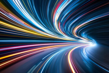 Poster - Futuristic digital network with high speed data flow and vibrant colors
