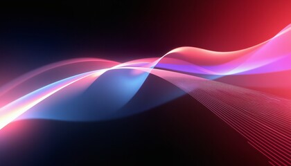 Wall Mural - a sleek abstract background with dynamic, flowing waves in shades of pink and blue, set against a da