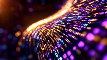 Poster - Vibrant data streams in vivid colors swirl through a dynamic digital landscape, showcasing abstract technology