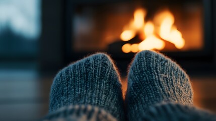 Poster - Cozy Feet by the Fireplace in a Warm Setting