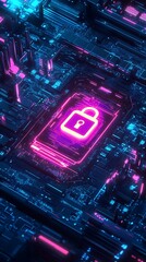 Poster - Vibrant Smartphone Circuit Board with Lock Icon