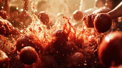 Poster - A close up of a red splash of tomato sauce