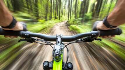 Bicycle adventure through a verdant forest, exploring nature's tranquility on two wheels