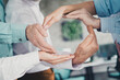 © deagreez - Cropped photo of teamwork startup partners people show circle hands comfortable nice creative startup office loft room interior