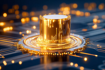 Poster - This artwork illustrates advanced quantum computing elements with glowing circuitry and sophisticated design features