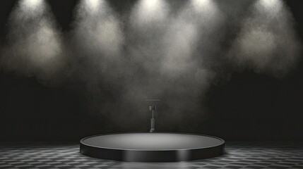 Fototapete - Music podium with an adjustable stand, displayed on a transparent background for performance scenes