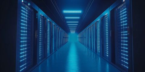 Aufkleber - Server room corridor with data processing equipment flashing lights