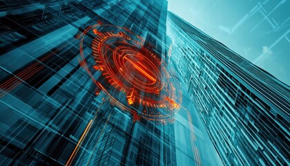 Poster - Emergency evacuation systems use digital compass technology to direct high-rise building occupants.
