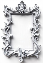 White Ornate Frame with Floral Design