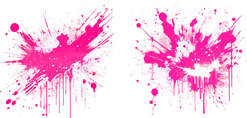 Poster - Abstract artwork featuring bold pink and white paint splatters isolated on transparent background