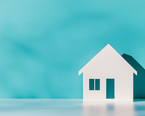 Poster - minimalist house silhouette on clean surface with soft shadows