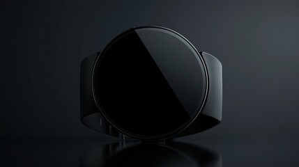 Poster - Black-banded smartwatch mockup, round screen with realistic reflections, dark background for an elegant tech aesthetic