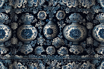 Wall Mural - blue porcelain pattern paper seamless