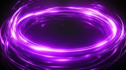 Aufkleber - Abstract glowing neon purple light ring with dynamic energy effects and sparks on a dark background. The circular frame creates an intense, futuristic aura with a vibrant, empty center, ideal for digi