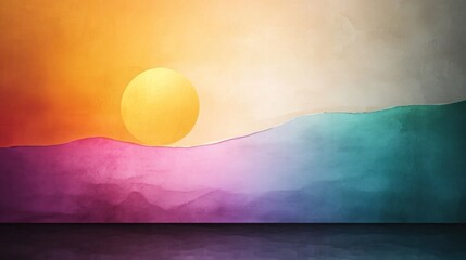 Wall Mural - Grainy Retro Gradient: Abstract Purple, Green, and Yellow Background for Poster, Header, Banner, or Backdrop Design