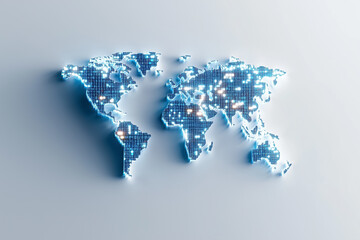 Poster - A digital world map in binary, highlighting data connections glowing across continents