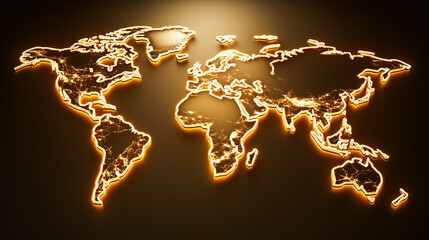 Poster - This artwork features a glowing world map with major cities highlighted, emphasizing global connections