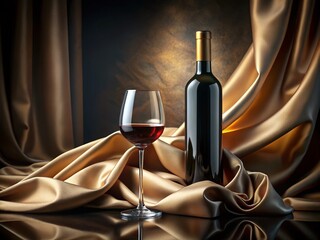 Elegant Wine Bottle and Glass Still Life for Stylish Fashion Photography