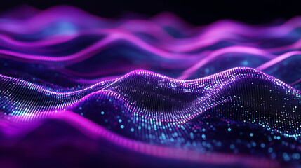 Poster - an abstract visualization shows fluid purple and blue data streams illustrating digital flow