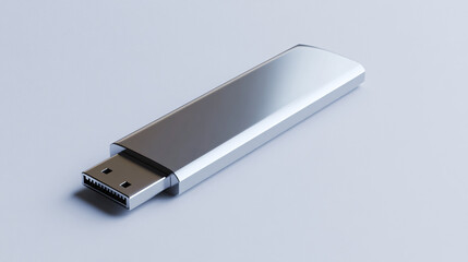 silver usb flash drive isolated on white background