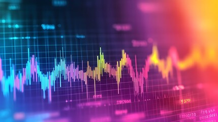 Poster - Abstract Stock Market Graph Background With Neon Lights