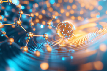 Poster - Conceptual visualization of quantum computing components blending with glowing particles in a vibrant digital landscape