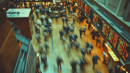 Aufkleber - Dynamic Stock Exchange Floor with Busy Traders