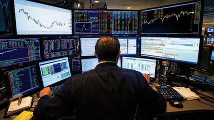 Poster - Financial Analyst at Work in Busy Trading Environment