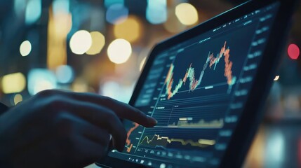 Poster - Close-Up of Person Analyzing Financial Graphs