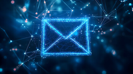 Poster - Digital Email Icon with Network Connections