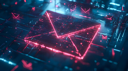 Poster - Futuristic Digital Mail Concept in Neon Colors