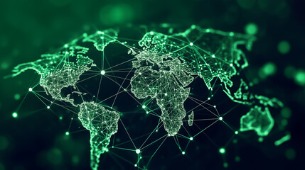 Poster - A network of AI nodes visually connects continents, highlighting technological interconnectivity across the globe
