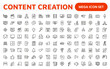 © artnazu - Content Creation Icon Set. Creative and versatile icons for bloggers, vloggers, and digital creators, perfect for enhancing editing tools, social media apps, and multimedia projects.