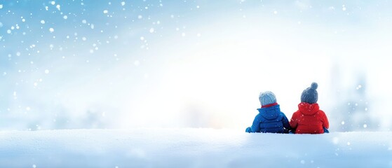 Children bundled up in winter coats, playing in the snow, joyful winter fun