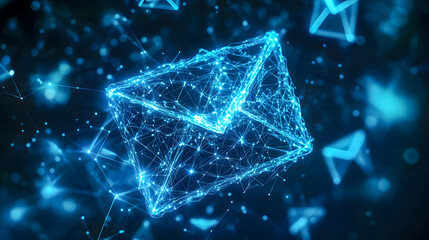 Poster - Digital Email Concept in Blue Lights and Connections