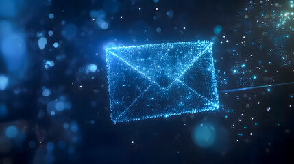 Poster - Digital Envelope Icon with Sparkling Particles Effect