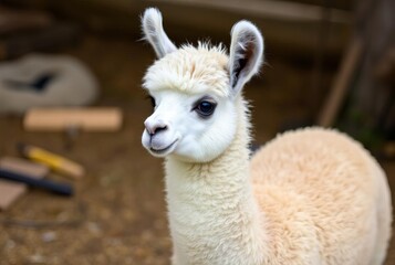 Poster - Lovely Llama A baby llama with a fluffy coat looking lovely