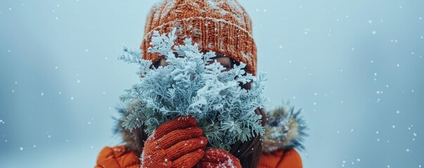 Cozy Winter Scene with Snowy Greens and Warm Accessories