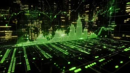 Poster - Dramatic Stock Market Graph on Screen