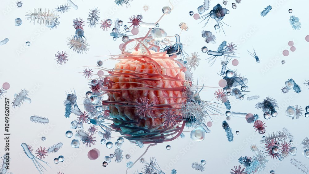 Different types of virus and bacteria and microbe and germs set ...