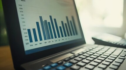 Poster - Laptop Screen Displaying Profit Forecast Data