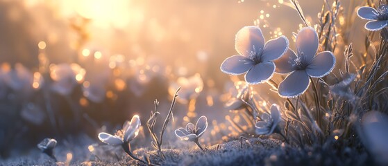 Aufkleber - Frosty Morning Flowers in Soft Light