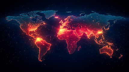 Poster - AI nodes light up the globe, highlighting connections between continents on a dark backdrop
