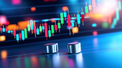 Poster - Background of white abstract financial charts with an uptrend