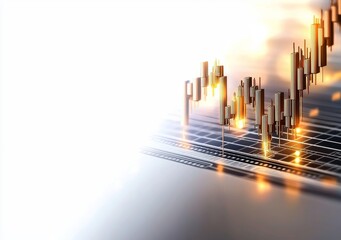 Poster - Chart of abstract financial data with stock graph. Illustration in modern style