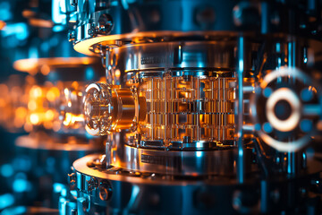 Poster - Intricate quantum computing elements illuminate with glowing details, showcasing advanced technology and innovation